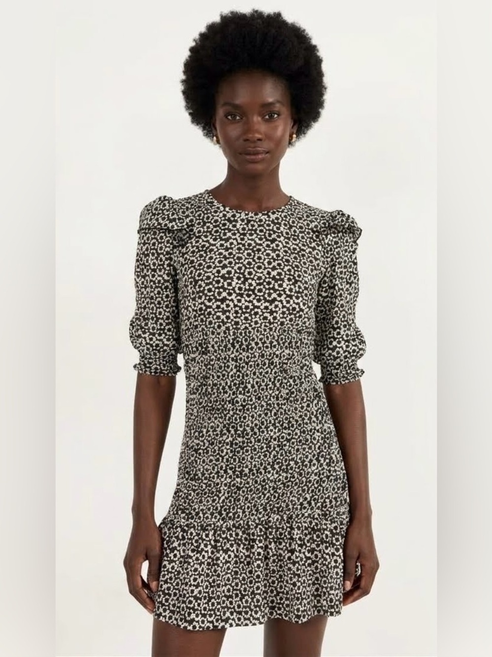 Bershka Black and White Mini Daisy Midi Dress